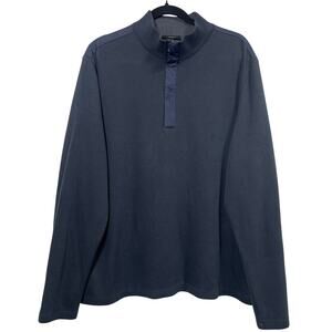Hugo Boss Sidney 1/4 Zip Mock Neck Pullover Sweater Navy Blue Men's XXL